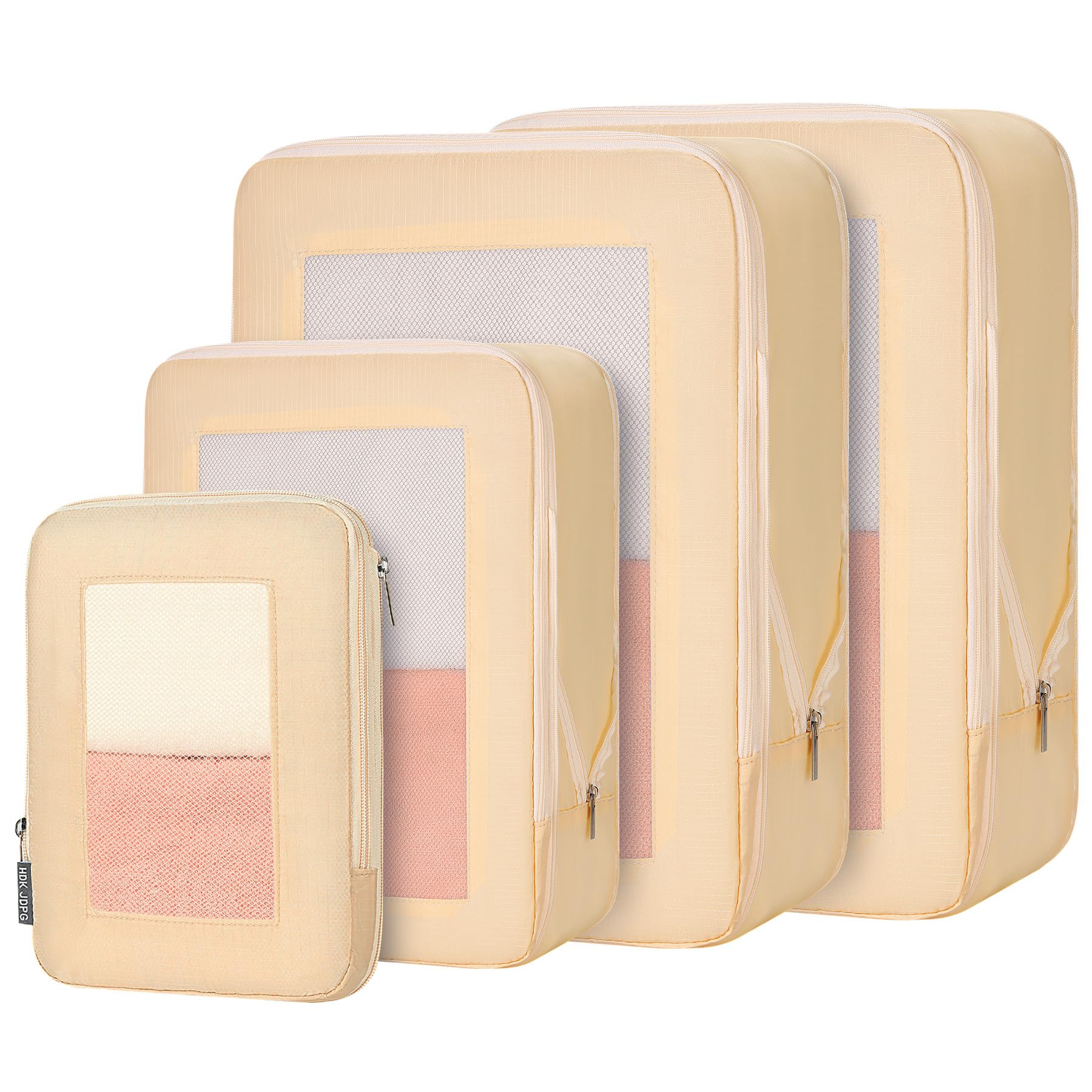 HDKJDPG 4 Set Compression Packing Cubes Travel for Suitcases,Compressible Mesh Packing Cubes for Travel Women Packing Organizers Ultralight