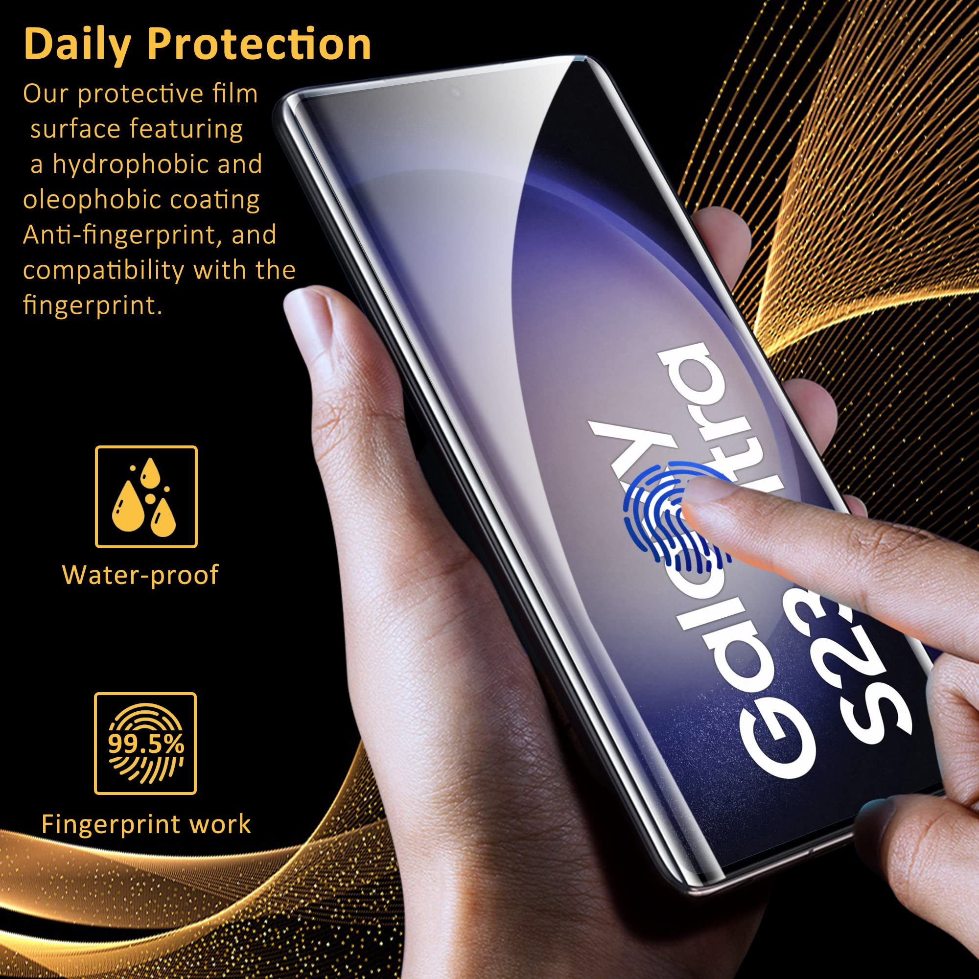 Protection D'écran pour Samsung Galaxy S23 Ultra 5G 6,8 Pouces, Verre Trempé 3 Pièces, Anti-empreintes digitales, 9H Dureté, Sans Bulle