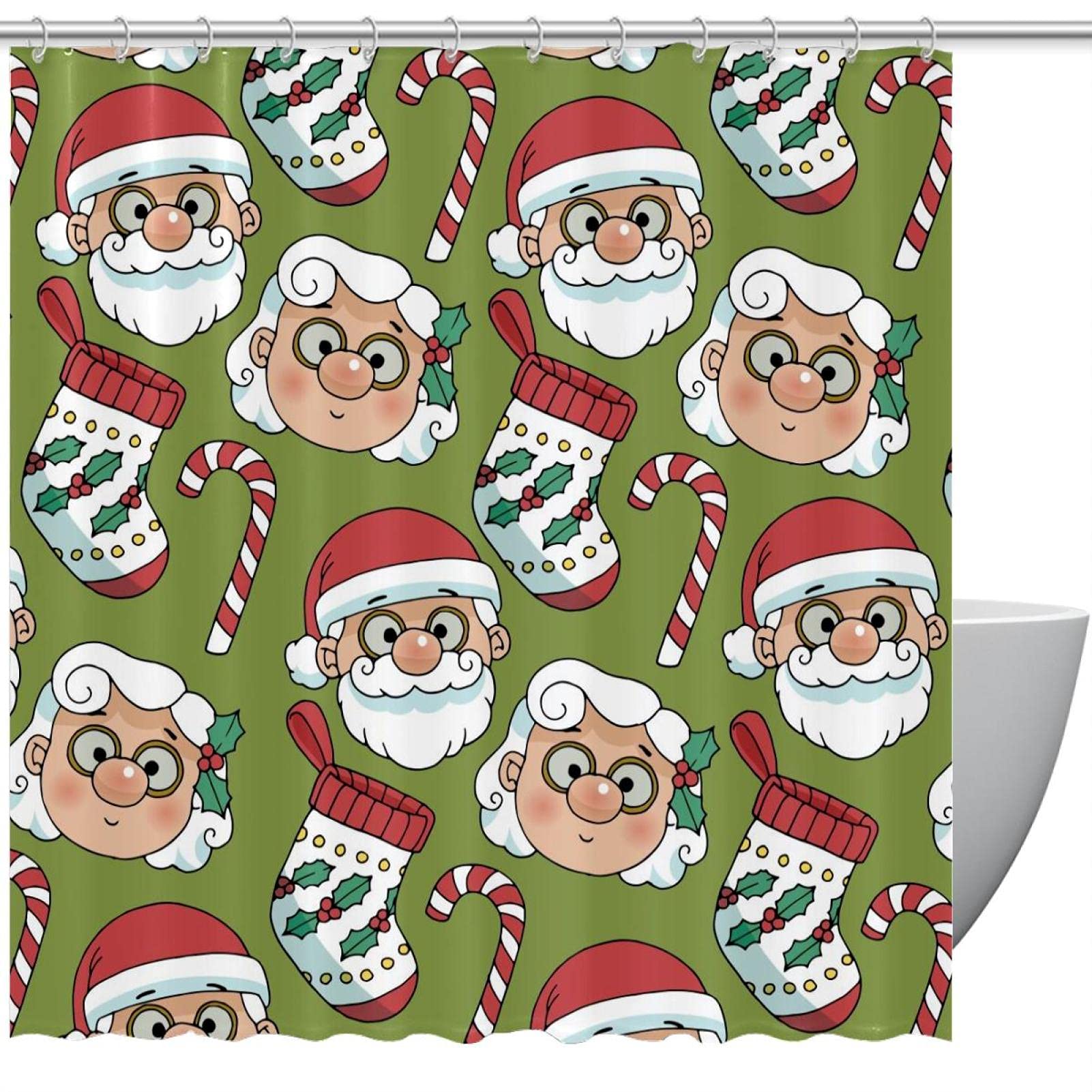 Rideau de douche imperméable de Noël pour une décoration de salle de bain hivernale