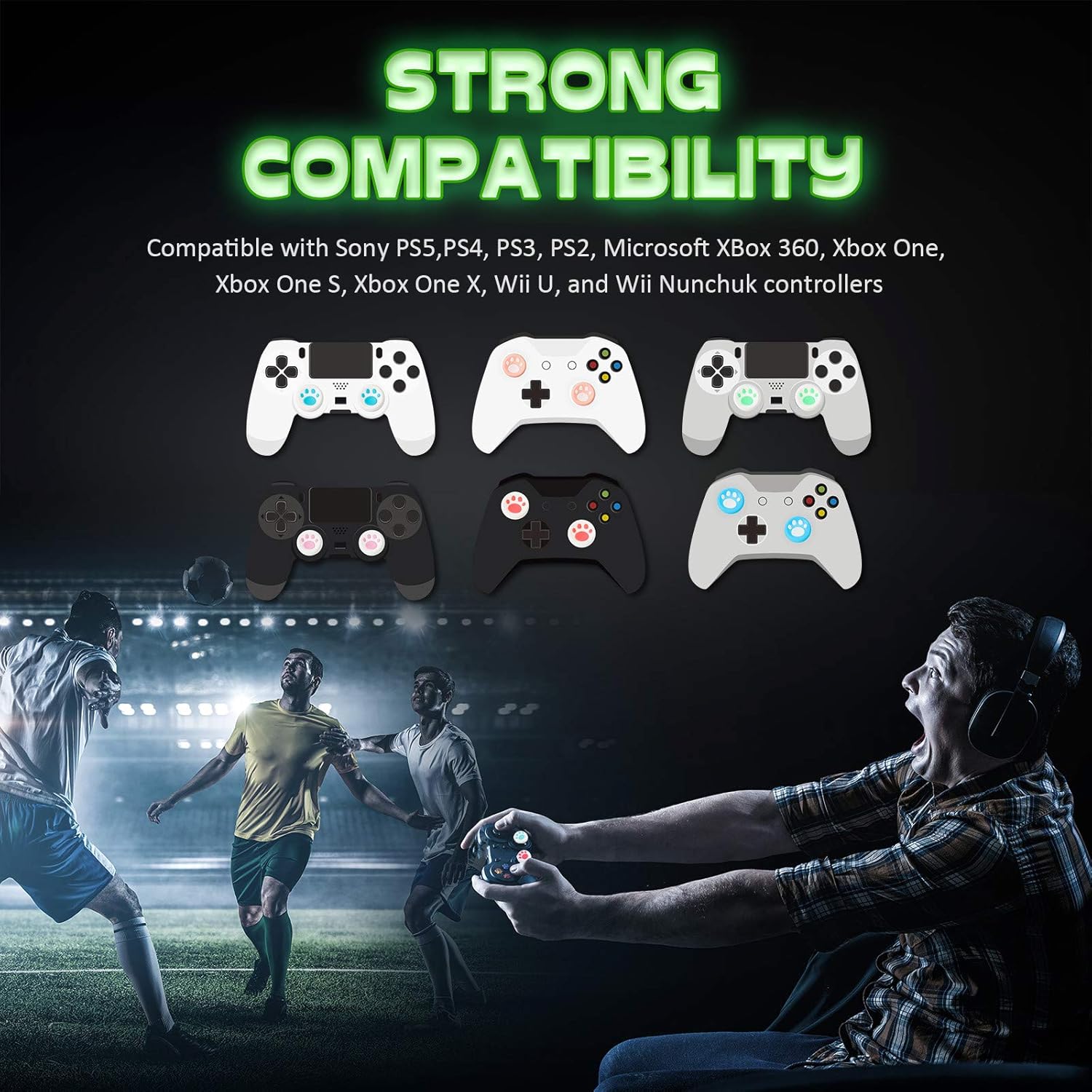 28 Pieces Cat Thumb Grips Caps Replacement Cat Claw Joystick Cap Silicone Cat Analog Stick Cover Compatible with PS5 PS4 PS3 PS2 Xbox 360 Xbox One Controllers: Toys & Games