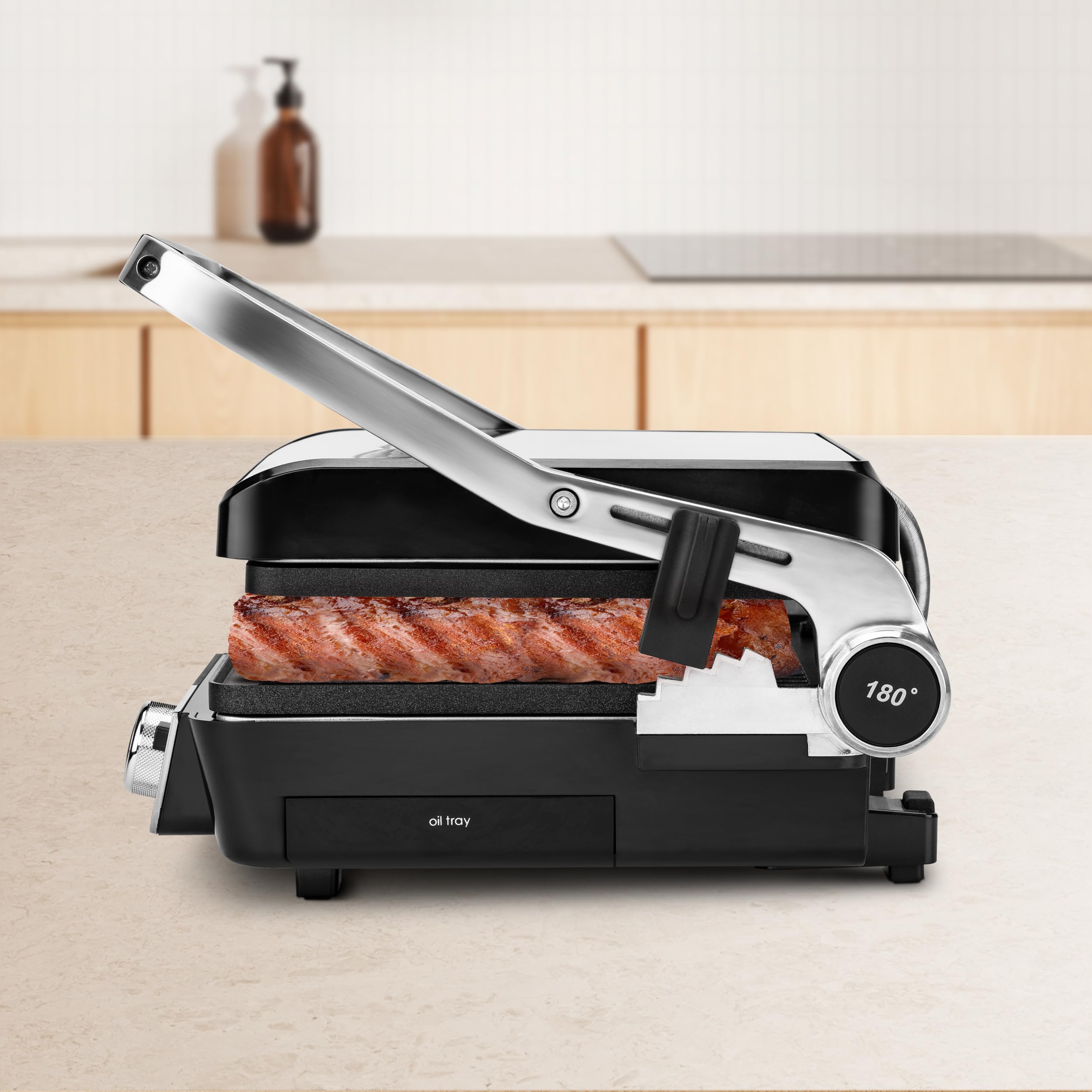 Ufesa PR K2 grill elektryczny, Panini Press Grill, 2000 W, płyty nieprzywierające 29 x 23 cm, wyświetlacz LCD, otwarcie od 105° do 180°, uchwyt zimny dotyk, sterowanie cyfrowe do 230 stopni, podajnik