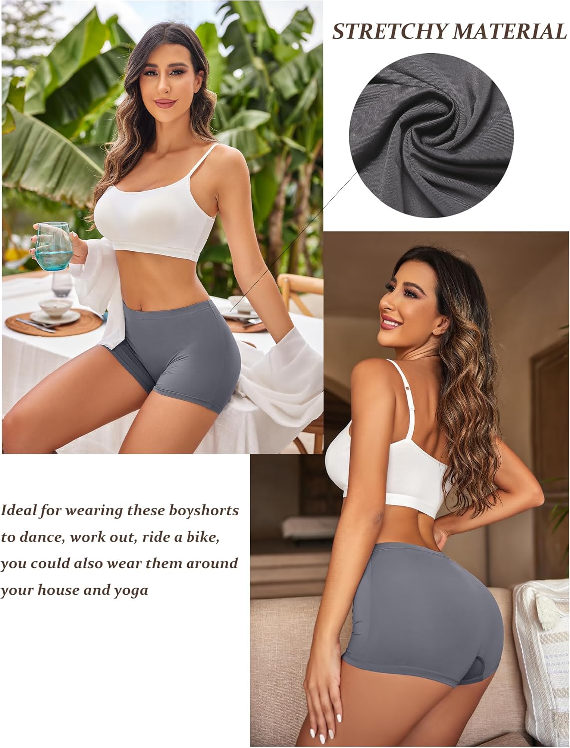 Ekouaer Boyshort Panties Women's Soft Underwear Briefs Invisible Hipster 3 Pack Seamless Boxer Brief Panties S-XXL - Image 5