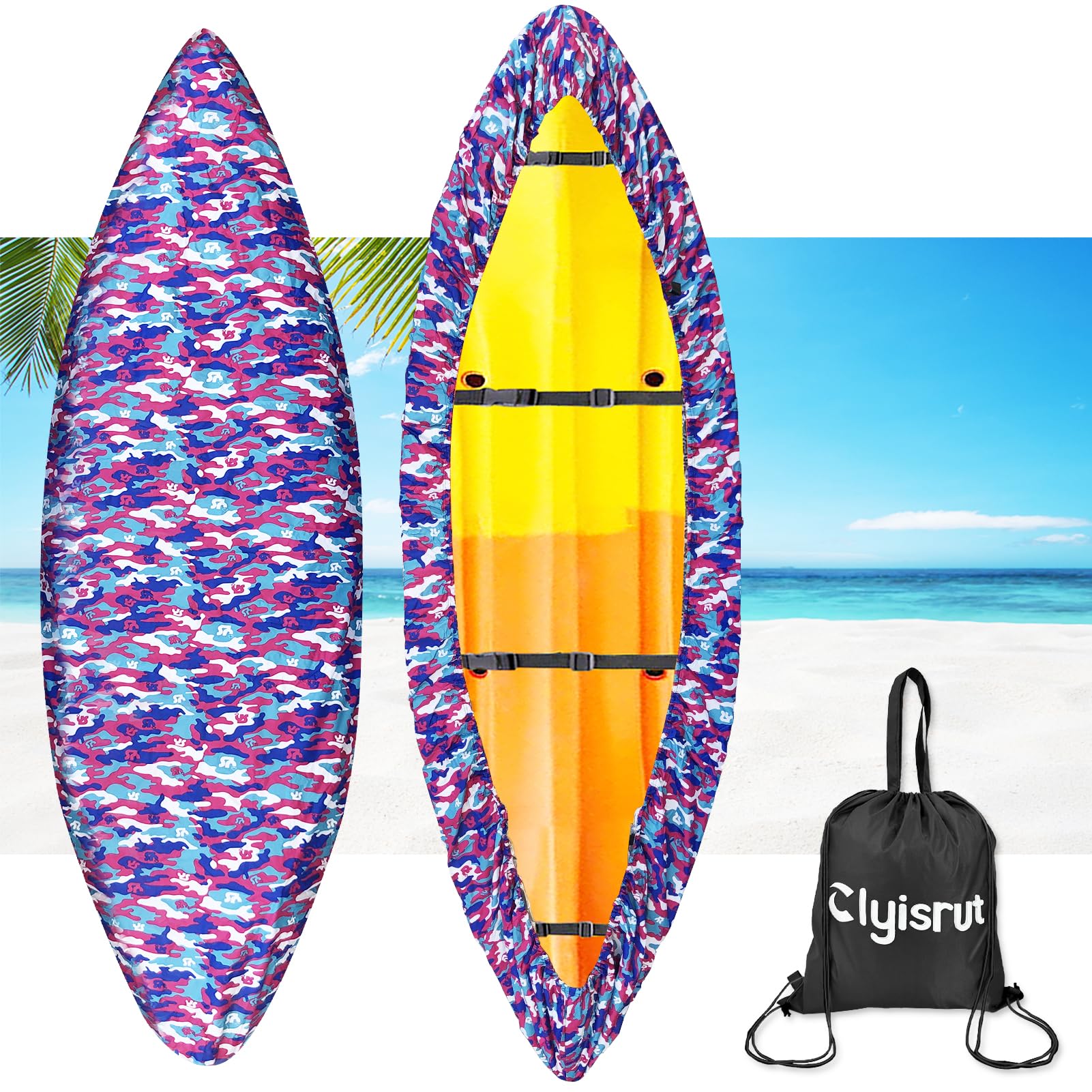 10-16FT Waterproof Kayak Covers for Outdoor Storage, Canoe Cover Accessories, Boat Cover Oxford Shade Marine Cockpit Dust Cover UV Protection Ultra