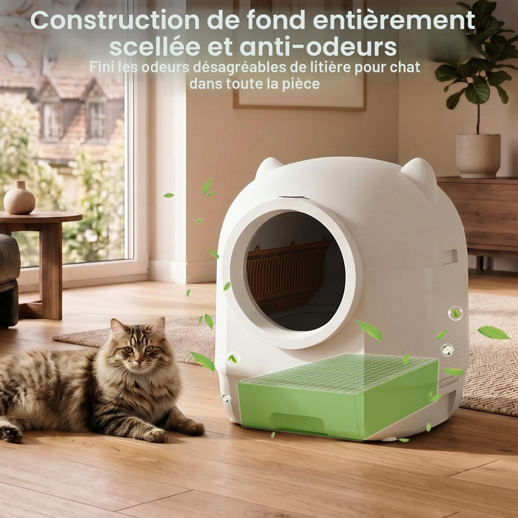 JUMMICO Litière pour Chat Autonettoyante, 90L XXL Litière Chat Autonettoyante, Double Système Anti-Odeur Et Systèmes De Sécurité Multiples, Contrôle À Distance Via App, Idéal pour Foyers Multi-Chats