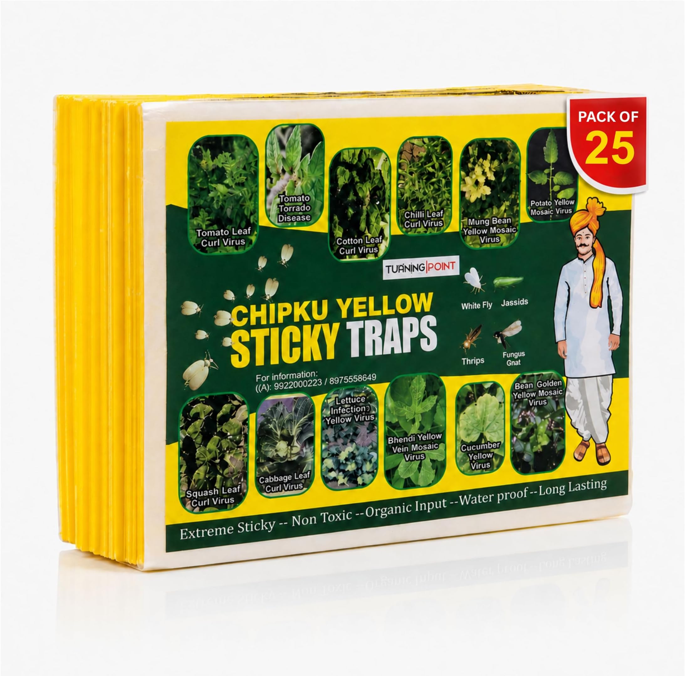 Chipku A5 Yellow Sticky Trap for Insects Pack of 25 Sheets| for Garden & Agriculture to Control Whiteflies, Aphids, Thrips, Jassids| Fly Catcher Insect Catcher Glue Trap for 100% Results