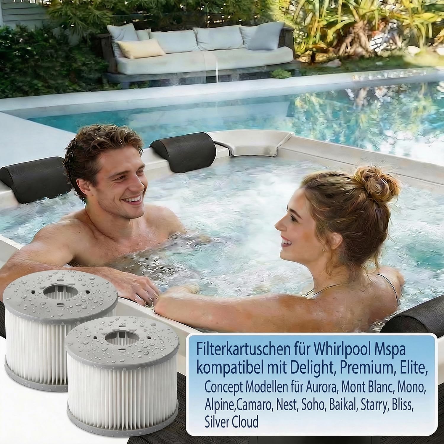 12er Set Ersatzfilter für MSPA Whirlpool-Filter-Kartuschen, Filter für Whirlpoal, für Heiße U-Boote und Spa, für Aufblasbare Pools - Wasserfilter Modell ab 2020