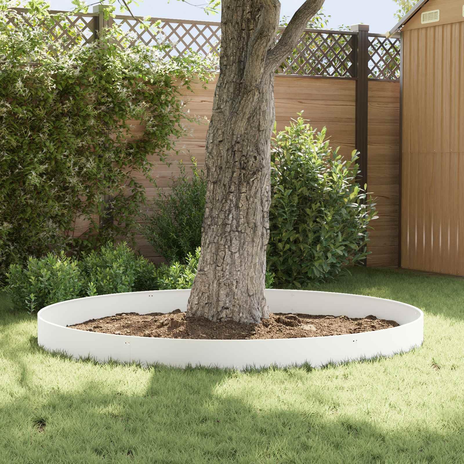 Juego de 10 bordes de césped de metal 103 x 20 cm, borde flexible de acero con recubrimiento en polvo para jardín, parterres y caminos, bordes de césped, color blanco