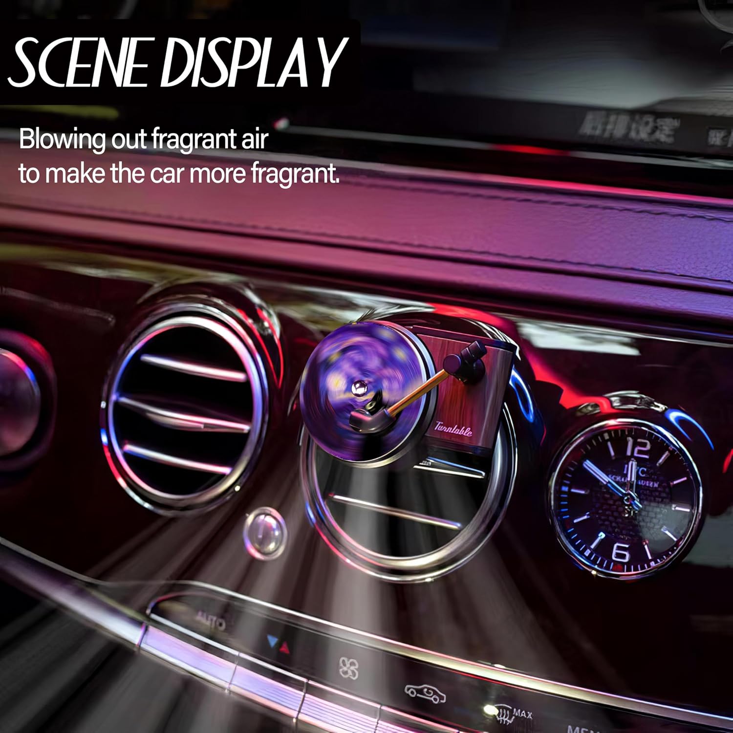 Maicican 12 PCS Starry Sky Cat Car Air Freshener Vent Clip, Cute Car Air Freshener with Record Player Design, Unique Car Accessories and Decor for Music Lovers or Cat Lover (Starry Sky Cat A)