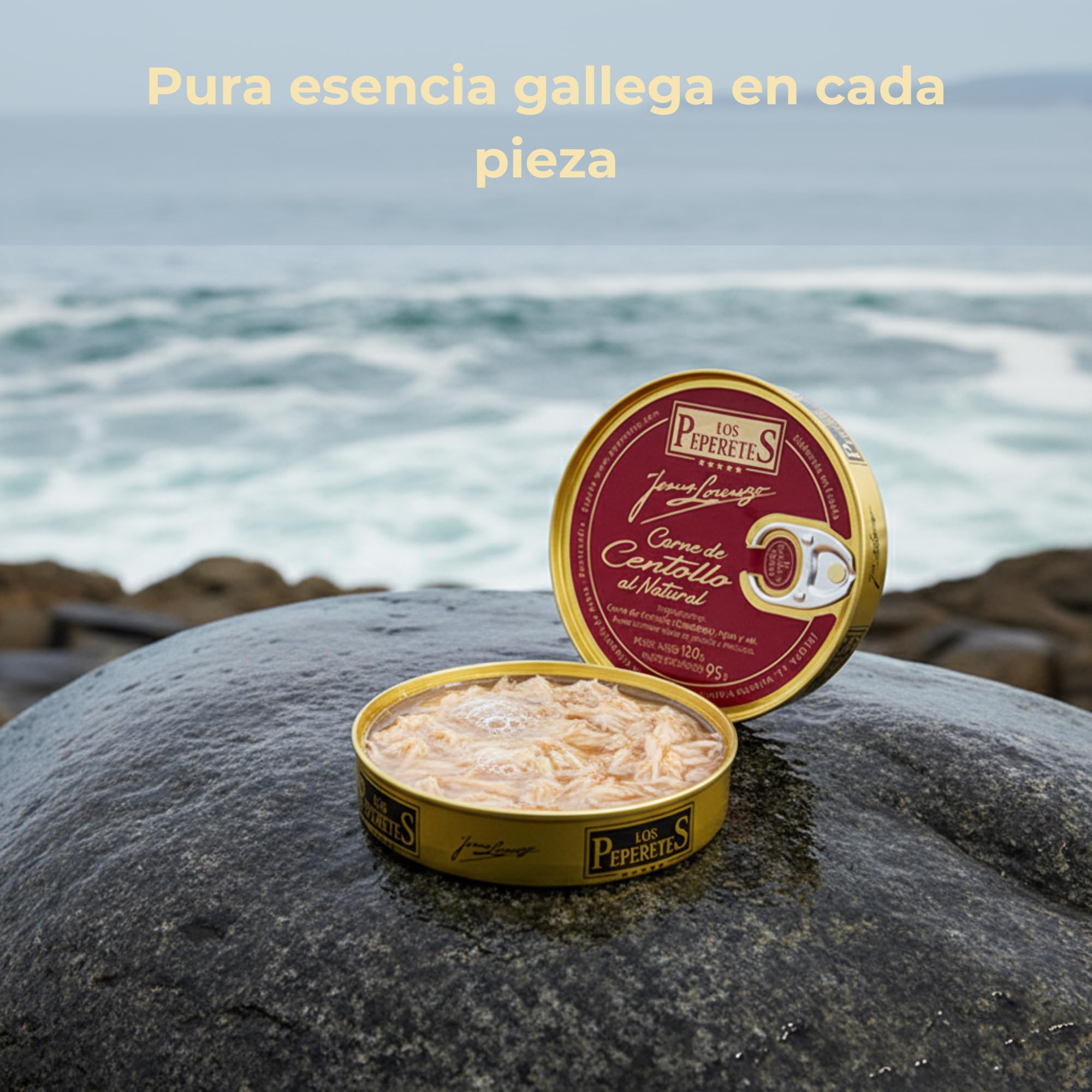 LOS PEPERETES x3 Lata Cangrejo al Natural Buey de Mar 120 g | Marisco Gallego Gourmet | Carne de Cangrejo del Atlántico | Conserva Artesanal y Natural | Sabor Tradicional del Mar de Galicia