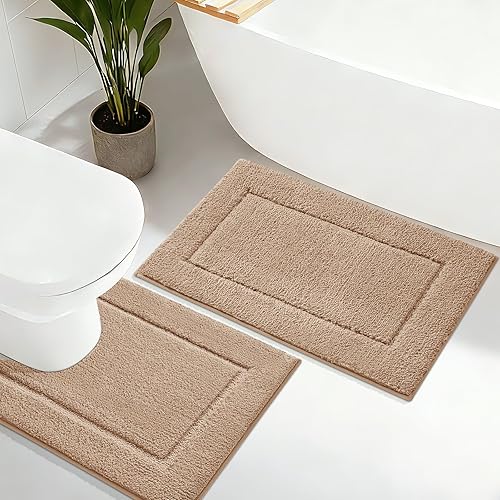 Miniatura 49 de Alfombras de baño de 32"x20", tapete de baño de microfibra absorbente ultra suave, grueso, afelpado y esponjoso, respaldo antideslizante, tapetes de
