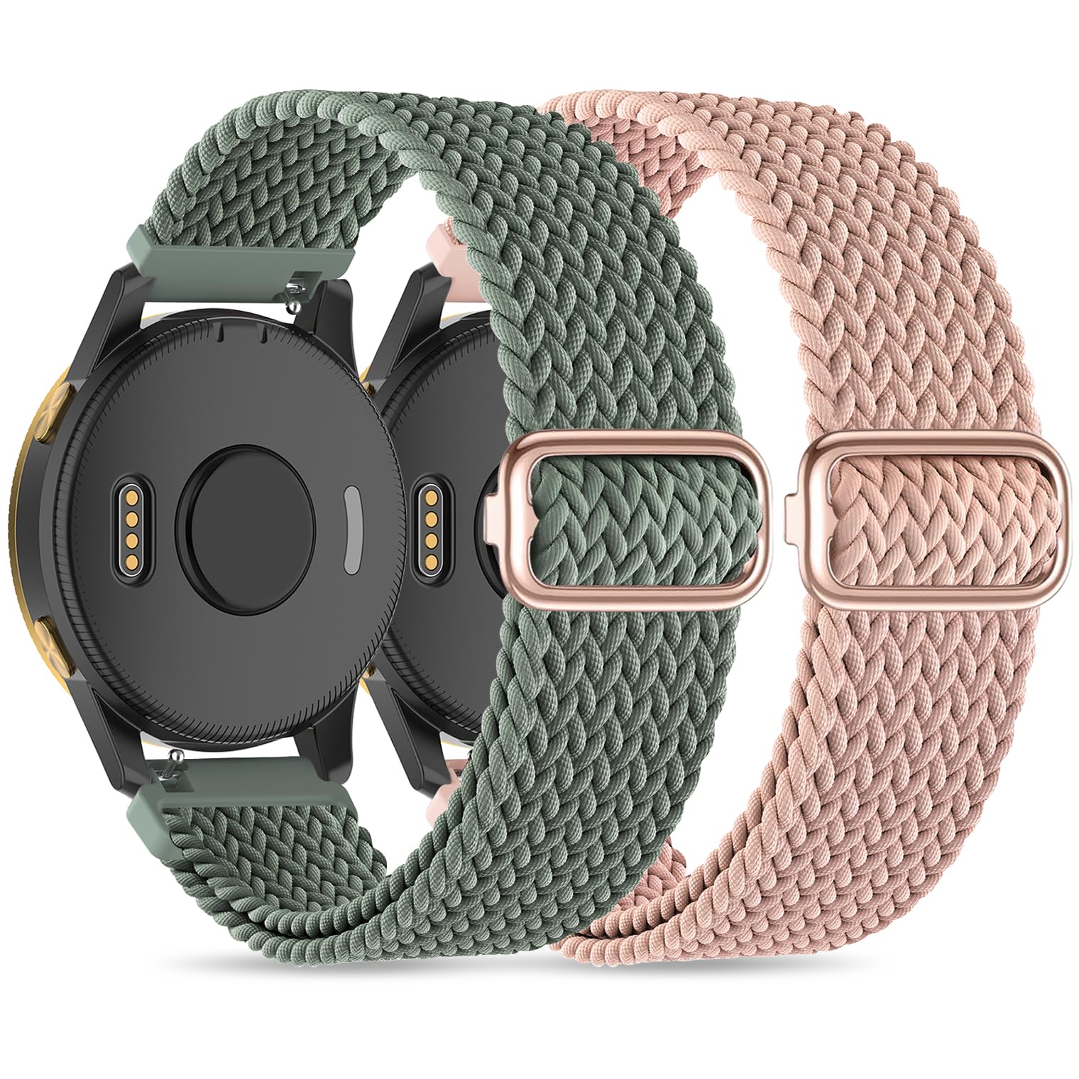 Sunnyson 2 Pack Braided Elastic Band Compatible with Garmin Venu/Venu Sq/Garmin Vivoactive 3/ Vivoactive 3 Music/GarminActive 5,20mm Adjustable Watch Band Nylon Woven Replacement Straps Wristband for-image-43