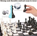 15" Large Chess Set for Adults Kids with Weighted Acrylic Chess Pieces 3.5" King & Portable Folding Marbling Wooden Chess Board Travel Chess Sets Family Board Game Gift – Elegant Classic Chess Game