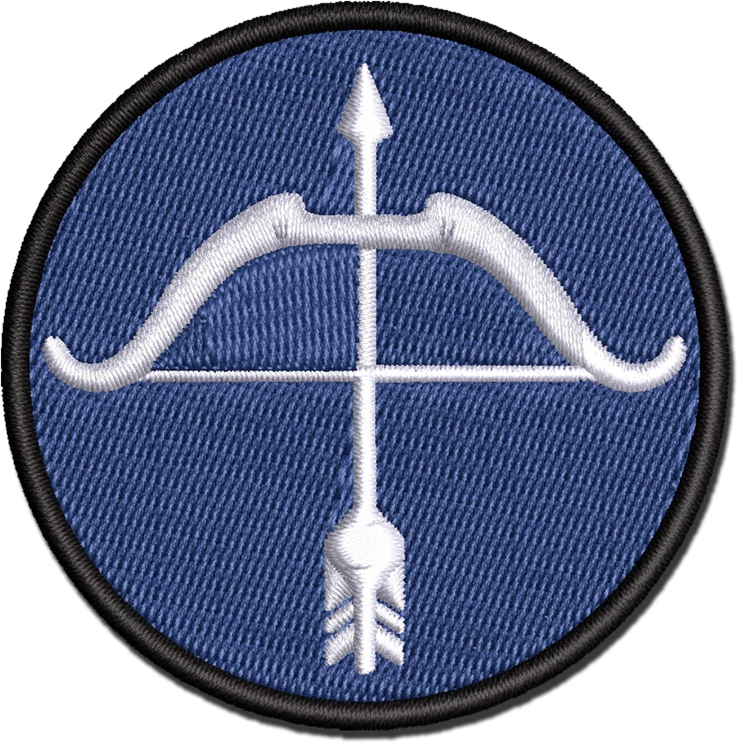 Archery Bow and Arrow Multi-Color Embroidered Iron-On Patch Applique - Large 3.5 Inch
