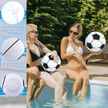 4pcs 11 Inch Inflatable Beach Balls,Inflatable Beach Balls Set,Four Colourful Inflatable Pool Toys Including Two Multicolour Balls,One Football Design and One Volleyball Design for Summer Games