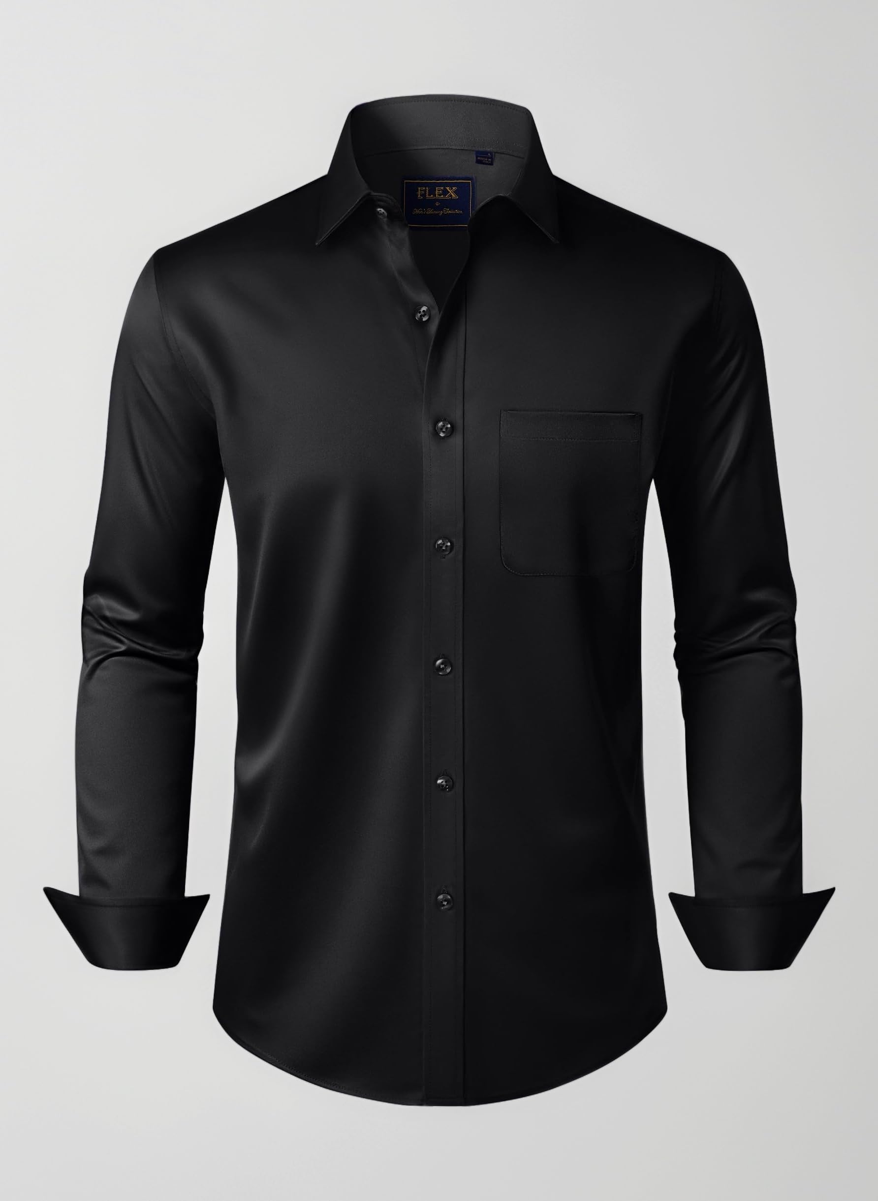 Men's Dress Shirts Long Sleeve Stretch Regular Fit Business Casual Formal Shirt with Pocket