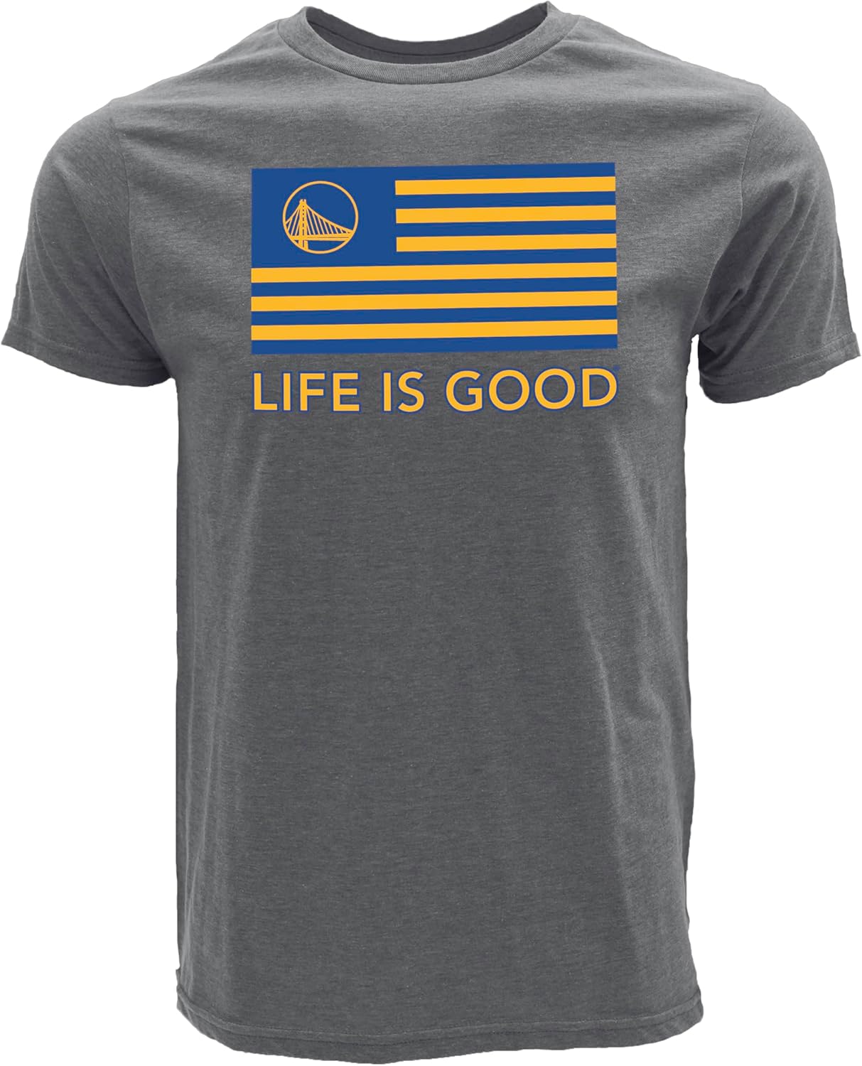 Blue 84 NBA Unisex-Adult NBA Officially Licensed Life is Good T-Shirt Flag Heather Gray