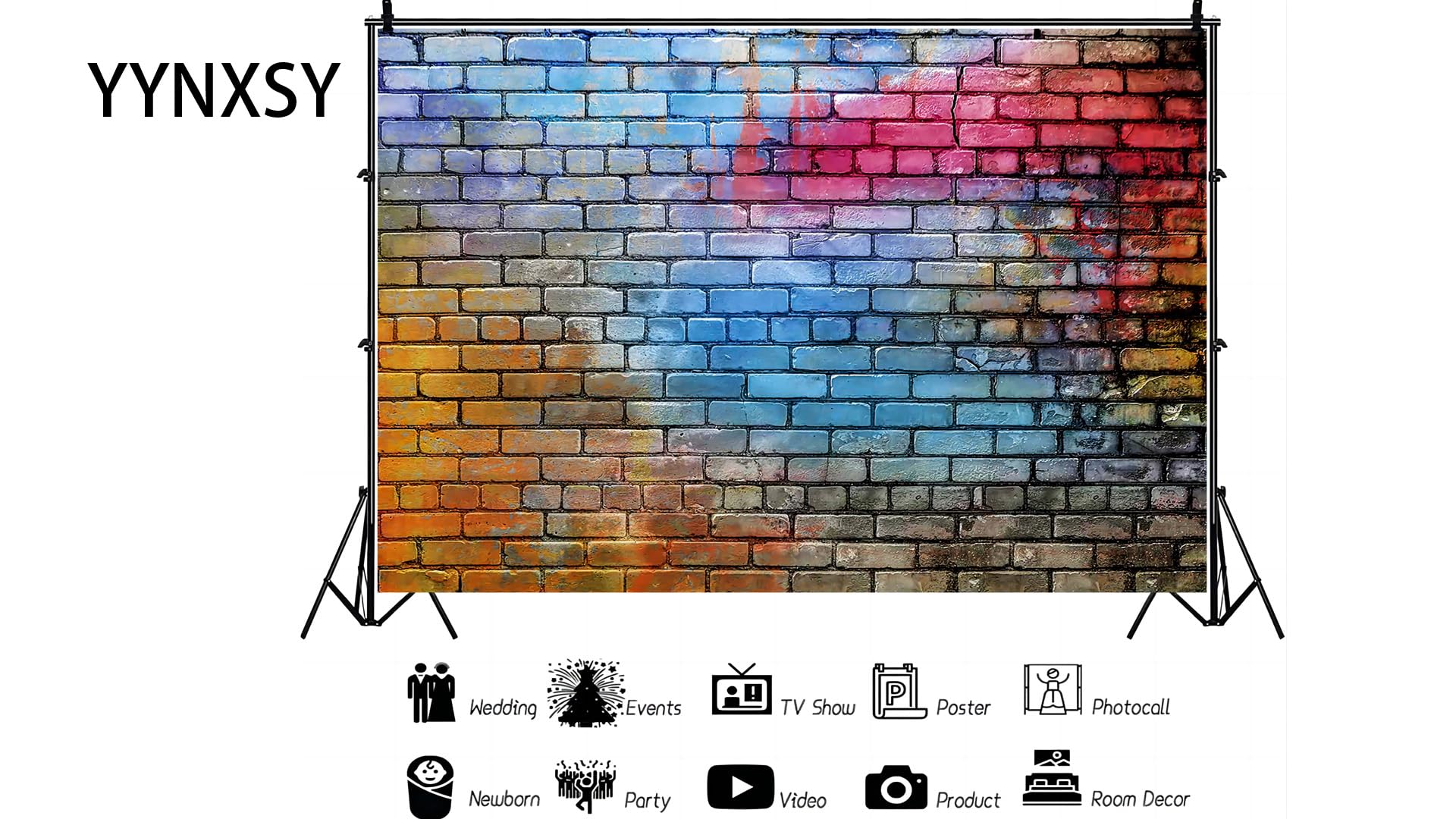 YongFoto 10x6.5ft Navy Blue Brick Wall Backdrop For