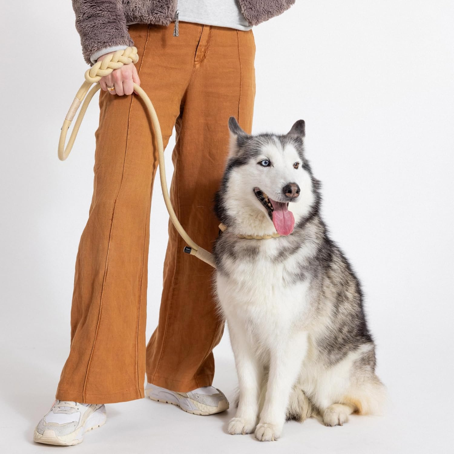 2026 New Edition, Fei & Eve Hand-Braided Dog Leash – Artisan Crafted with Premium SP Cotton & Comfort Grip – Heavy Duty Leash for All Dogs – The Thoughtful Gift for Dog Lovers, 6FT, Champagne