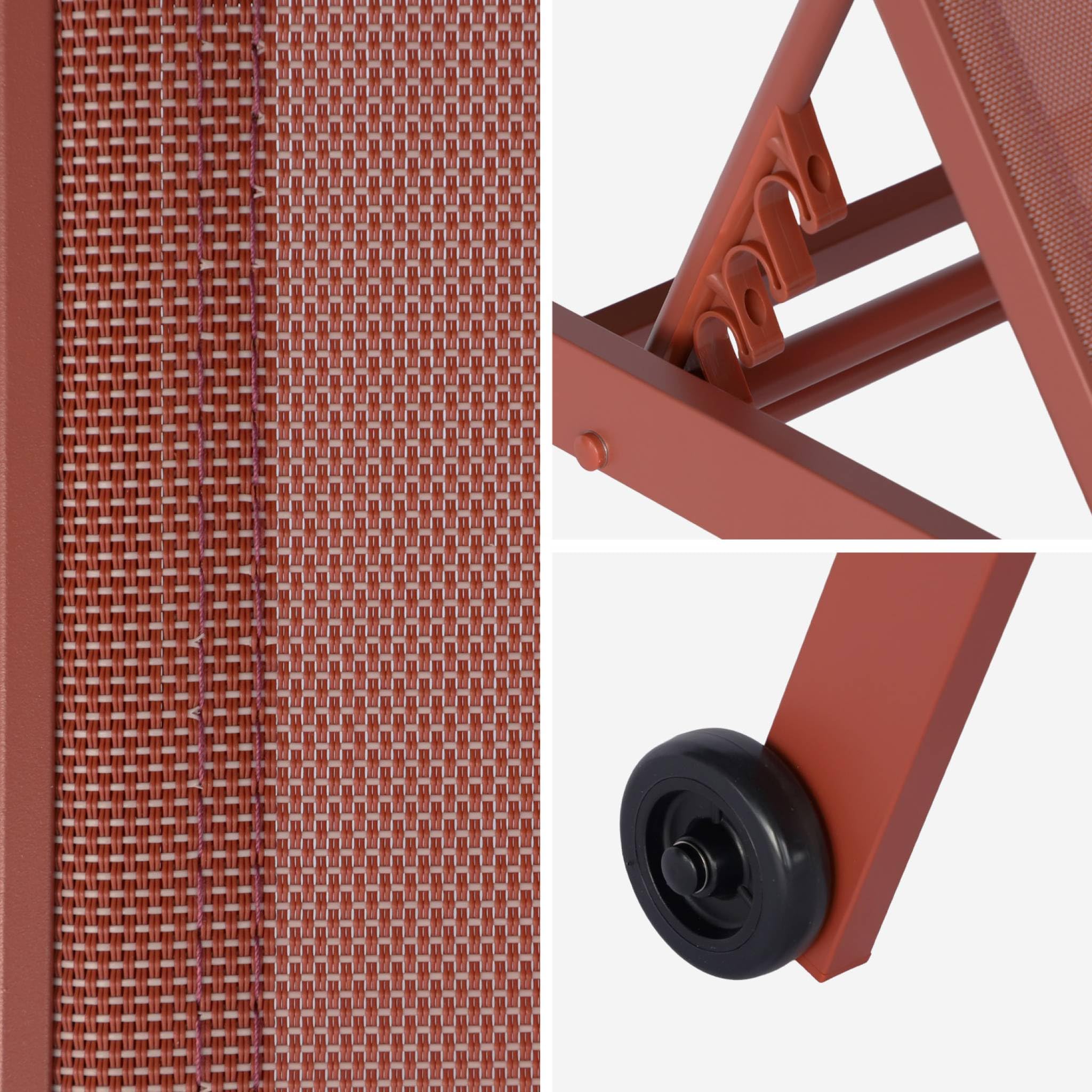 Set 2 lettini prendisole in alluminio e textilene multiposizione Terracotta - 191x55x94 cm
