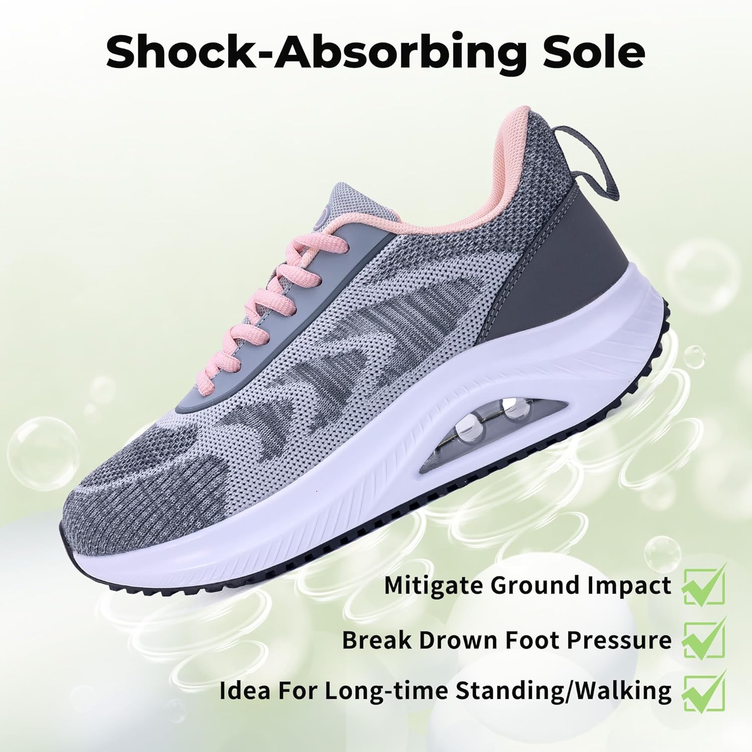 AOV Wide Walking Shoes Women Arch Support Plantar Fasciitis Tennis Sneakers Orthotic Tennis Shoes for Workout Gym Black Size 8 - Image 5