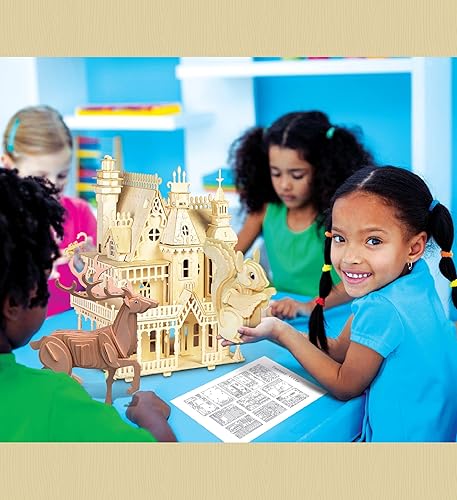 Miniatura 7 de Puzzled Rompecabezas 3D de madera de ciervo, kit de modelo de construcción de manualidades, divertido, único y educativo, juguete de madera para