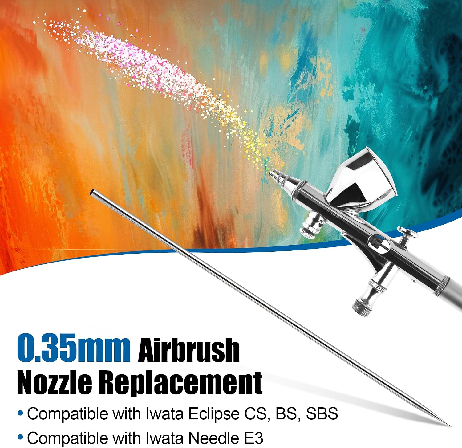 0.35mm Airbrush Needle Replacement Compatible with Iwata Eclipse, 1 Pack