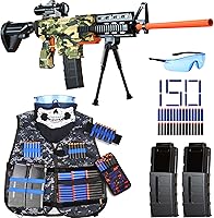 Vioofun Automatic Sniper Rifle Toy Gun - 3 Burst Modes Foam Blaster with Tactical Vest, Bipod, Scope, 150 Darts for Boys 8+