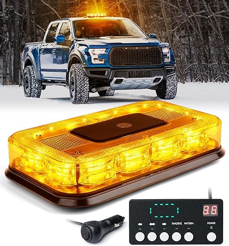 LUMENIX Mini barra de luz estroboscópica de 72 LED en la azotea para camiones de trabajo con controlador, luces intermitentes de advertencia