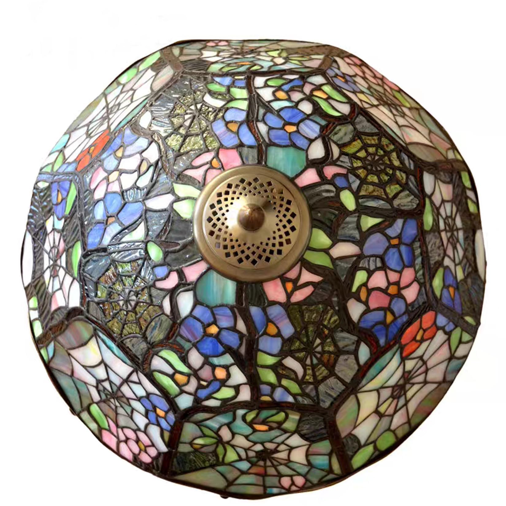 BOTOWI Tiffany Estilo Antiguo Lámpara de Mesa de la Serie de 18 "de Ancho Telaraña Vidrieras Pantalla de 3 Luces de Bronce Base de Escritorio de luz Familia de iluminación de la lámpara Dormitorio
