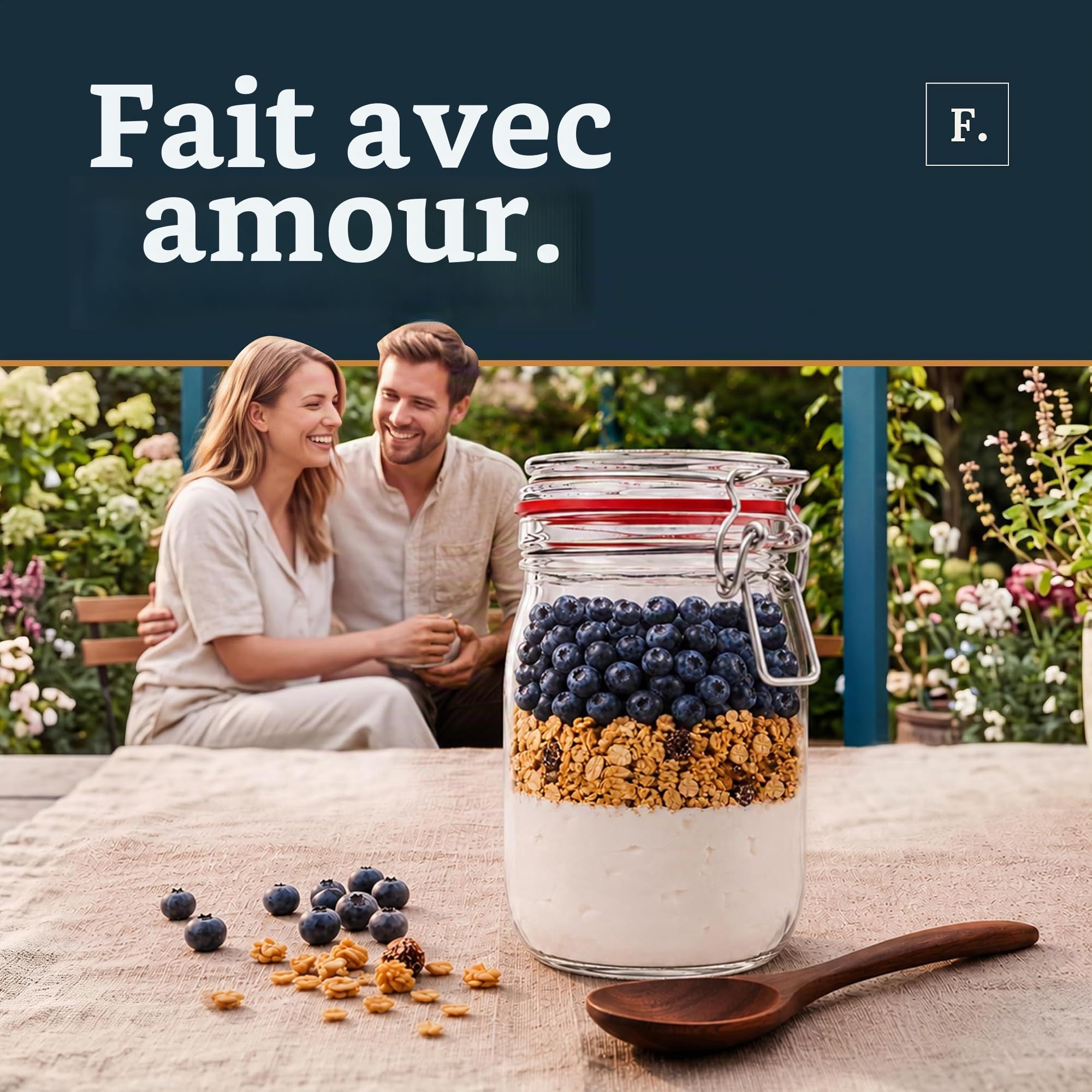 Flaschenbauer - Lot de 12 pots à étrier métallique de 1140 ml - Bocal à remplir - Convient comme bocal Mason et verre de fermentation - Pour le rangement - Fabriqué en Allemagne