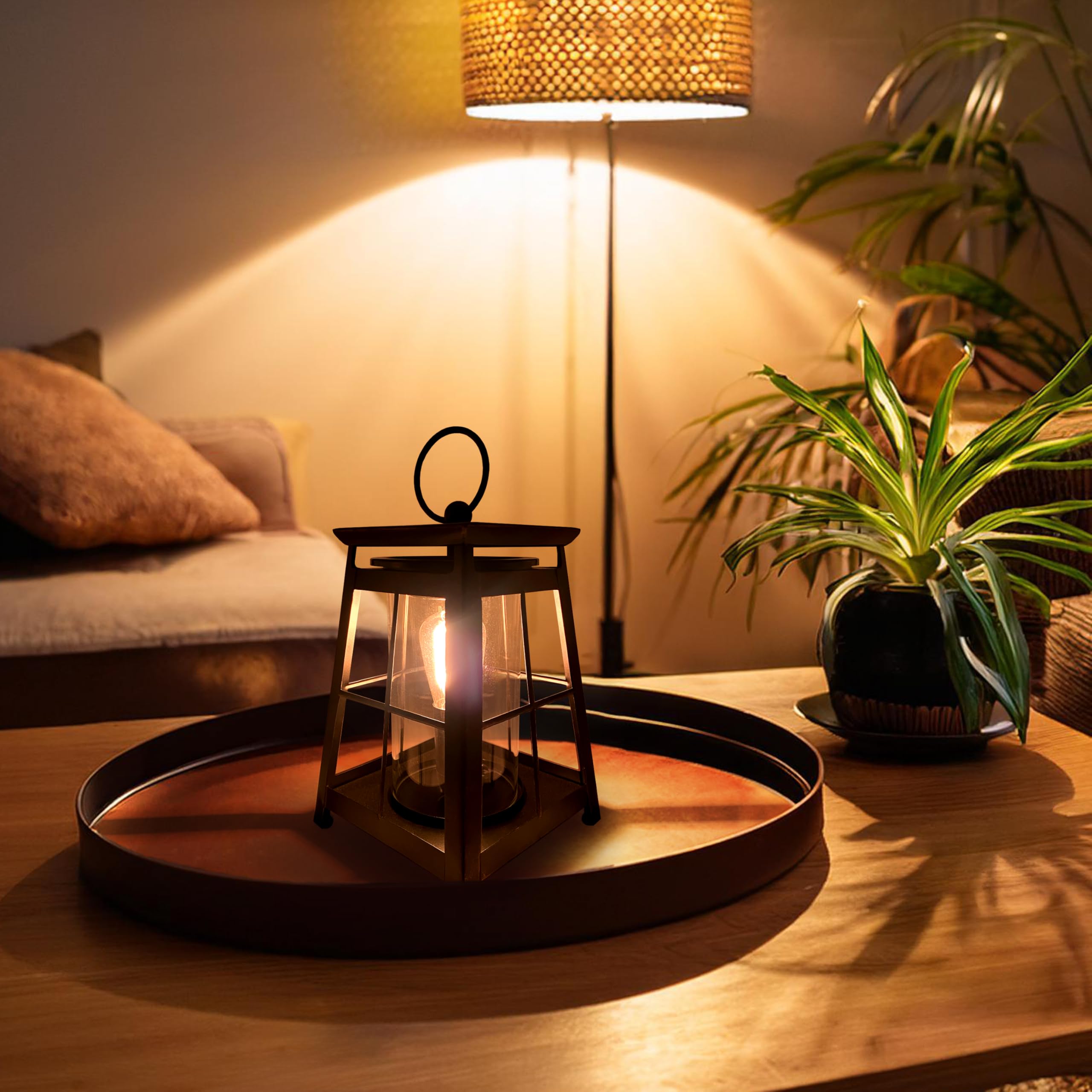 Lantern Edison Electric Oil Wax Melt Burner Lamp UK, Black, One Size 16x17x25cm - Image 3