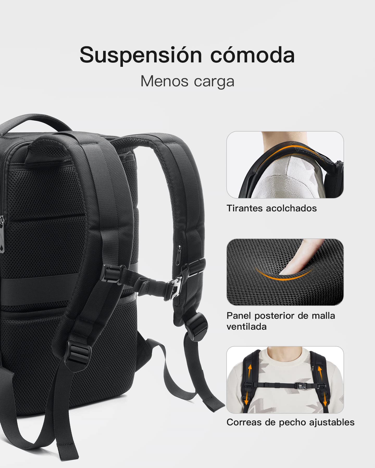 Inateck - Mochila de cabina grande (20 – 42 L, equipaje de mano para viaje de avión delantero, mochila de viaje para negocios y senderismo