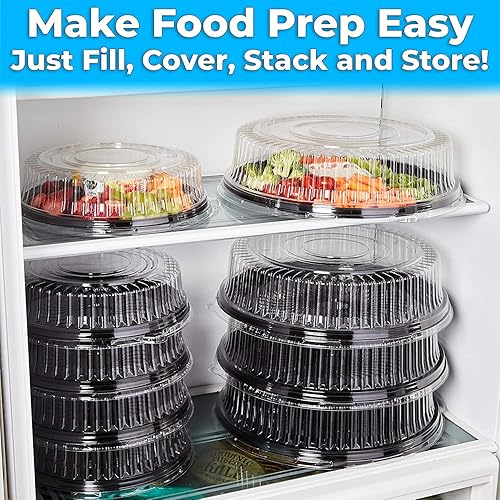 Vista 7 de Avant Grub Bandeja de Servir Resistente y Reciclable de 12 pulgadas con Tapa, Paquete de 5. Bandejas Grandes de Fiesta de Plástico Negro con Tapas