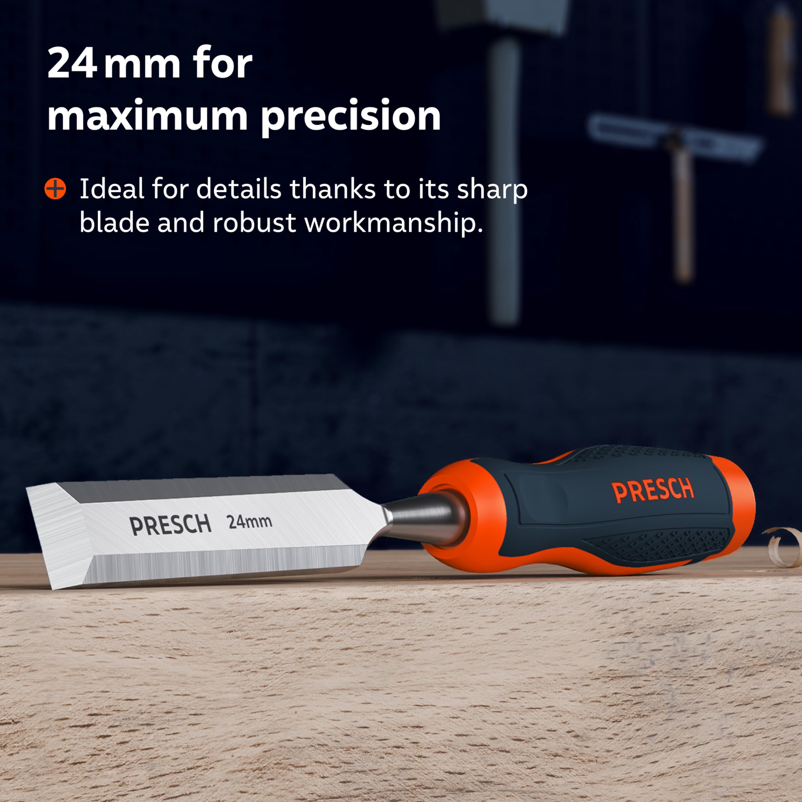Presch Wood Chisel 24mm, Perfectly Polished for immediate use, for Professionals with 25° Angle - Image 3