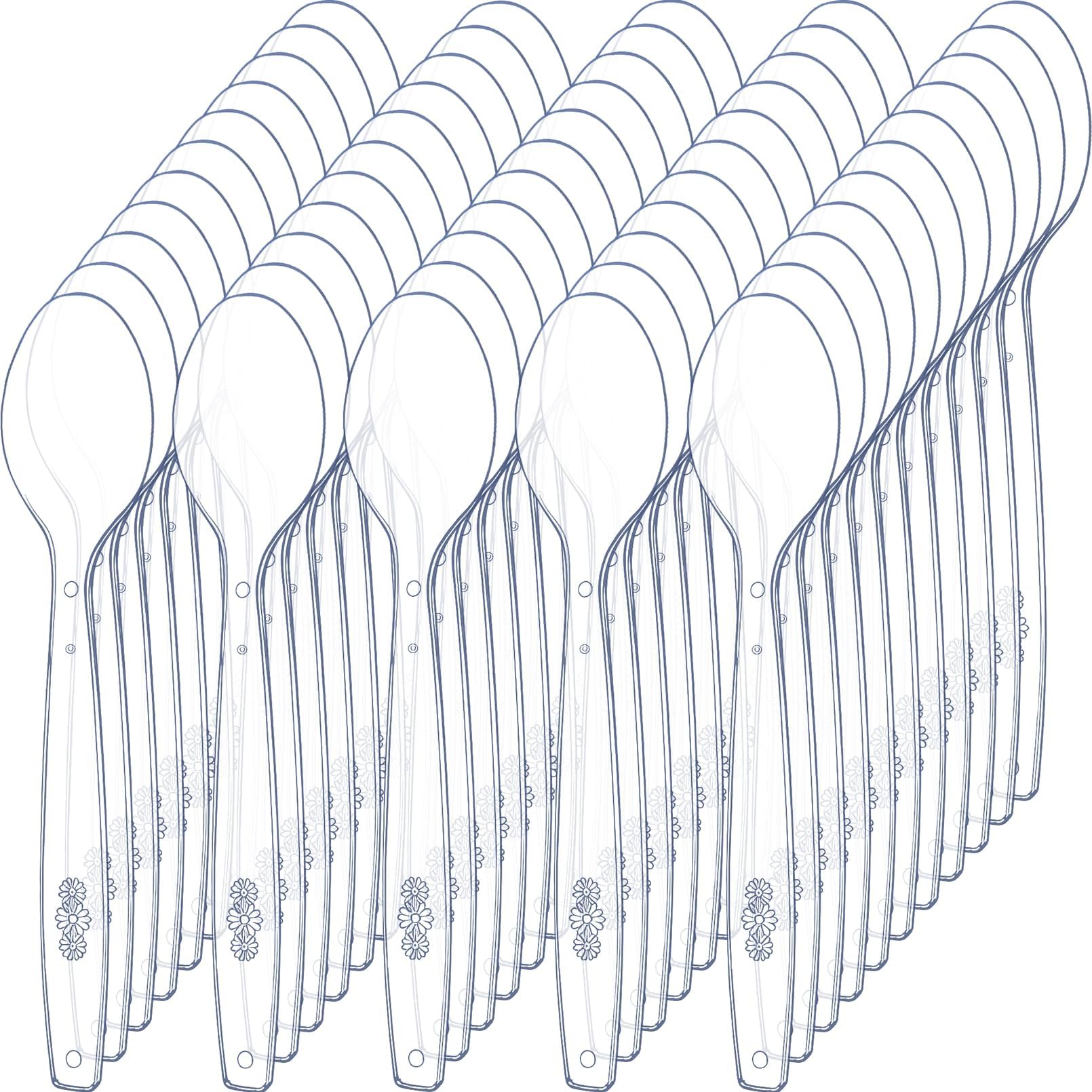 360Pcs Clear Plastic Spoons, Disposable Spoons Bulk Solid and Durable, Heat Resistant Plastic Spoon Cutlery for Parties Events Restaurants and Everyday Use