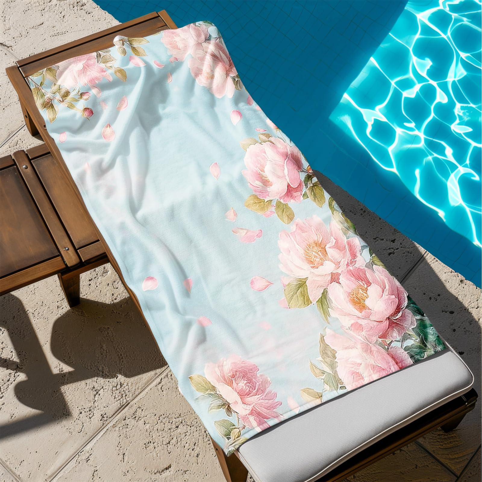 Genérico Toalla Playa Grande Flor Rosa Microfibra Secado Rápido Oversize Toalla Sin Arena Súper Ligera Piscina Camping Picnic Yoga Gimnasio Y Deportes Viaje