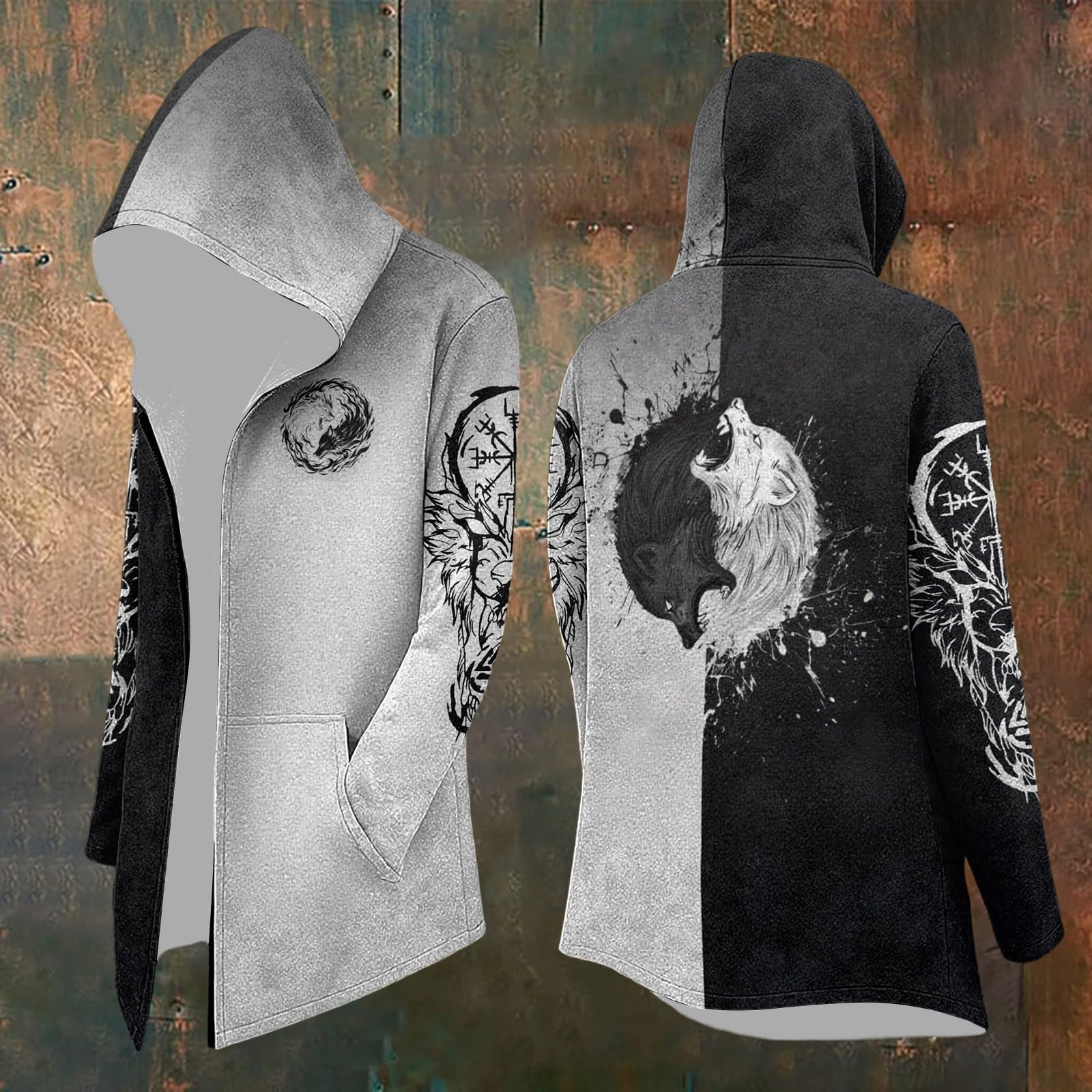 Genérico Cárdigan Largo con Capucha Estampado único para Estilo Casual Elegante Hombre Chaqueta Abrigo Ligero