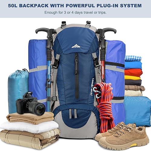 Miniatura 2 de Mochila Loowoko para senderismo, 13.21 galones, con cubierta para la lluvia