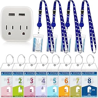 13 Pcs Carnival Ship Essentials Accessories 2025 Cruise Must Have Packing List Kits Include 4 Lanyards with ID Badge Holders 8 Luggage Tags 1 Cruise Power Strip(2 3-Prong Plug,Navy Blue)