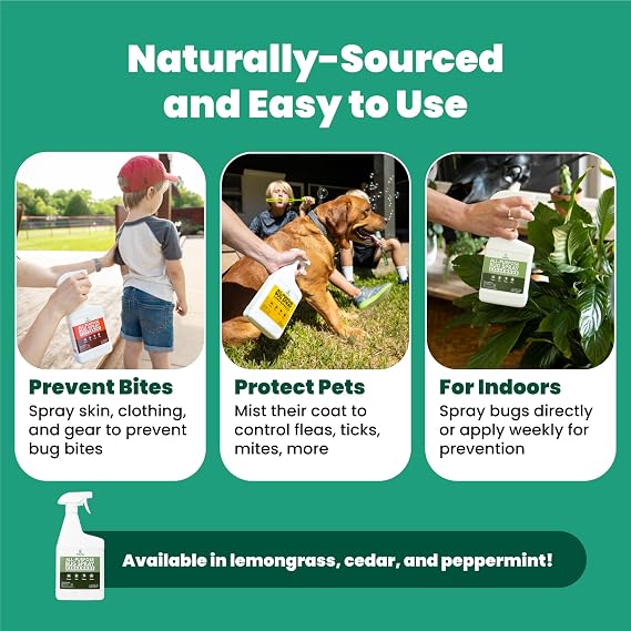 Cedarcide All-Purpose Bug Spray | Kill and Control Mosquitos, Fleas, Ticks, Ants | Made with Natural Essential Oils | Use on People, Pets & Kids (Peppermint, Quart (32 Oz.))