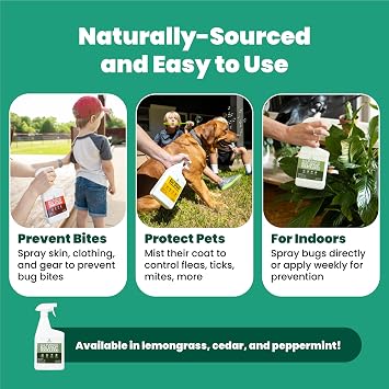 Cedarcide All-Purpose Bug Spray | Kill and Control Mosquitos, Fleas, Ticks, Ants | Made with Natural Essential Oils | Use on People, Pets & Kids (Peppermint, Quart (32 Oz.))