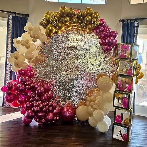 Miniatura 5 de Kit de arco de globos magenta y rosa intenso, kit de guirnalda de globos magenta metálico y rosa intenso, globos cromados y magenta rosa de