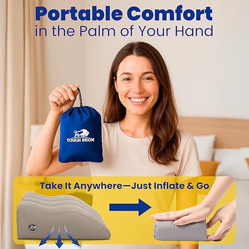 Miniatura 6 de Almohada inflable de cuña de elevación de piernas para dormir, recuperación poscirugía, alivio de hinchazón, cojín de descanso de pies de