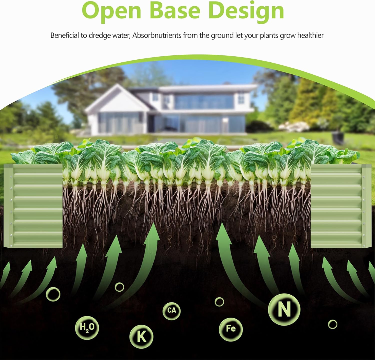 8x4x2FT Galvanized Raised Garden Bed,Galvanized Planter Boxes Outdoor, Large Metal Raised Garden Beds for Vegetables-Green 8x4x2 Green