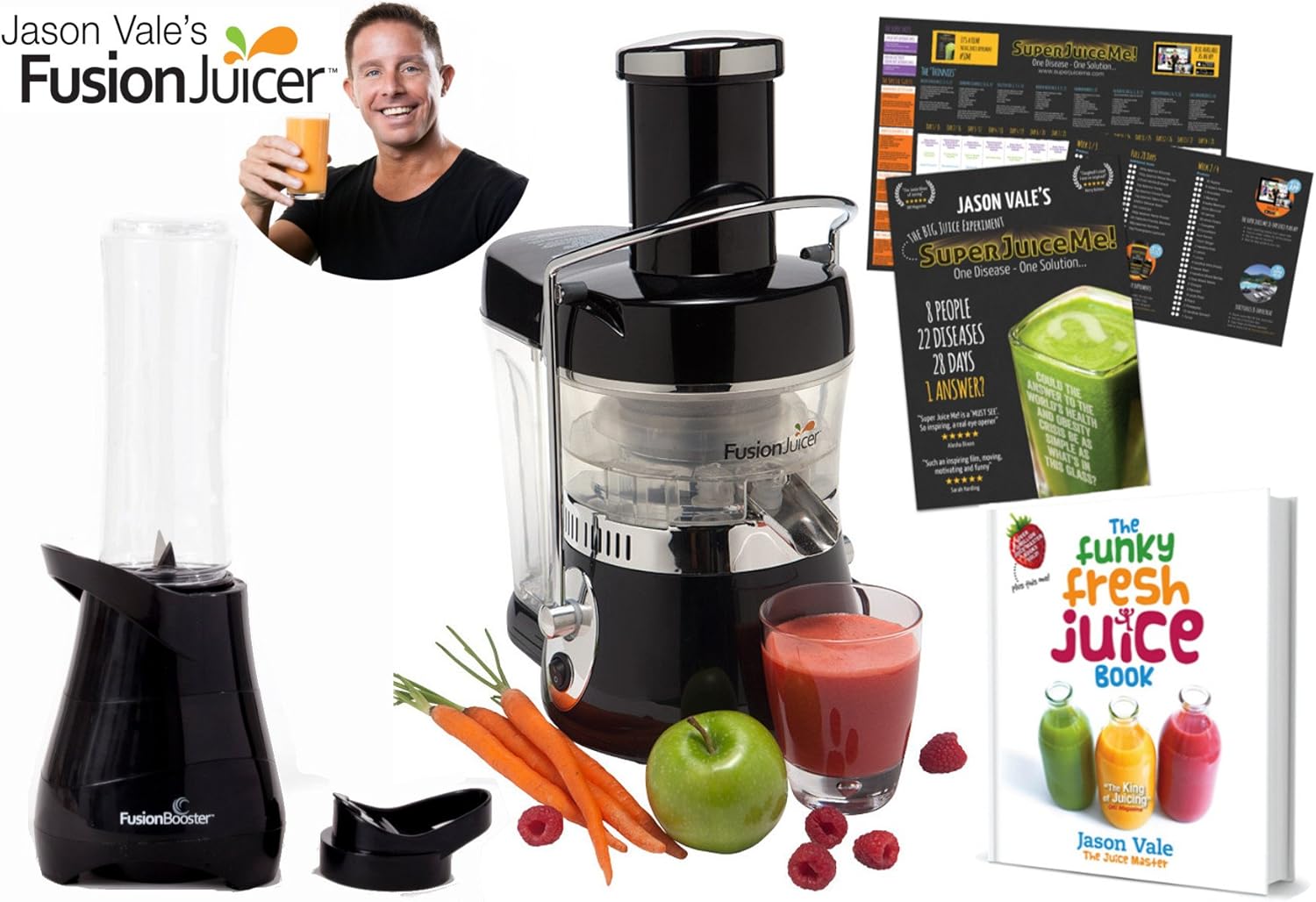Jason Vale Electric Black Fusion Juicer Bundle with Free DVD & Book