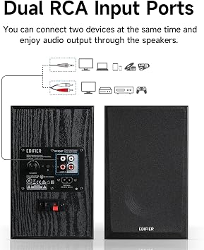 Edifier R990BT Bluetooth 5.4 Bookshelf Speakers, 2.0 Active Multimedia Speaker, 24W Output Power, RCA/AUX/Bluetooth Inputs, Digital Audio Processing, MDF Enclosure, App Control, for PC/Smartphone/TV