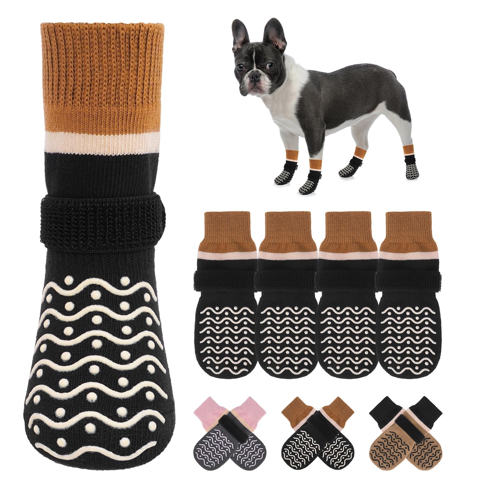 BEAUTYZOO Dog Socks to Prevent Licking Paws -Dog Shoes for Hot Pavement & Hardwood Floors Anti Slip, Traction Control Boots & Paw Protectors with