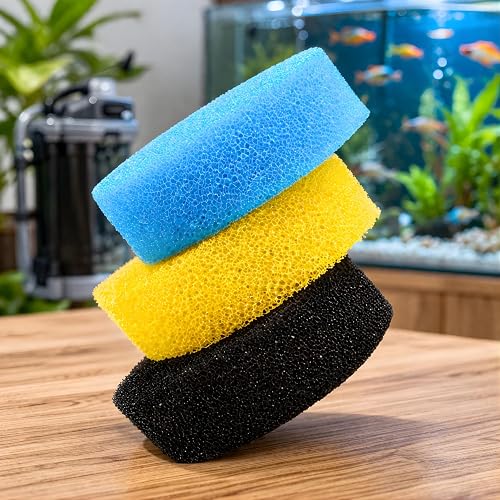 VAYINATO Sun-Sun 603B Filter Sponge Set – 3 Pcs Multi-Color Replacement Sponges for Aquarium Canister Filter (Only Sponge)