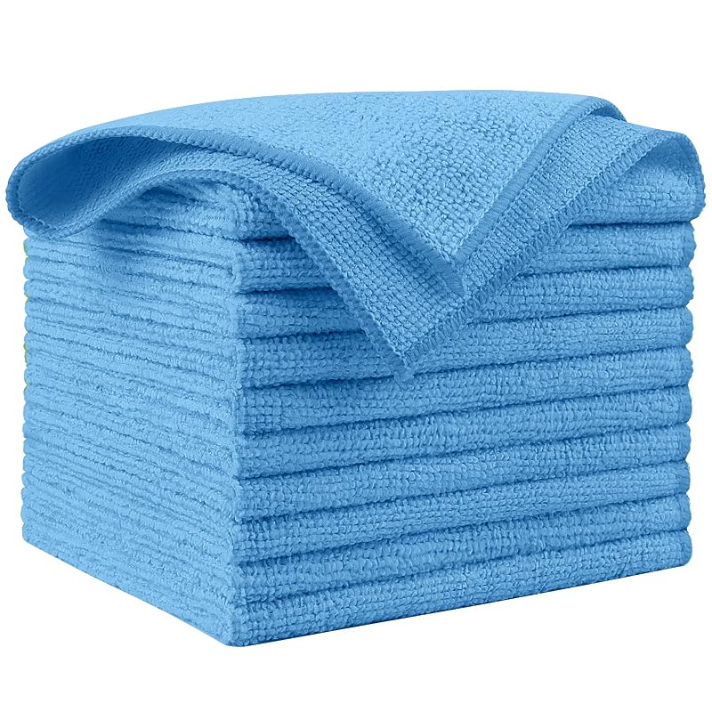 AIDEA Panos de Microfibra Azuis para Limpeza 30,5 x 30,5 cm, Kit com 10 unidades