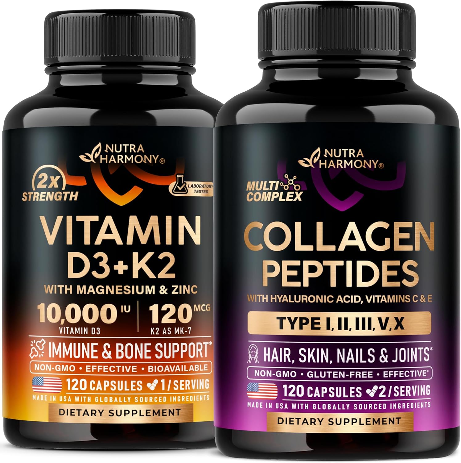 NUTRAHARMONY Vitamin D3 K2 & Collagen Peptides Capsules